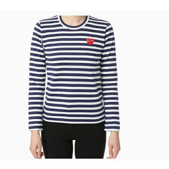 Comme des Garcons PLAY Tops - Comme des Garcons PLAY Striped Long Sleeve T-Shirt